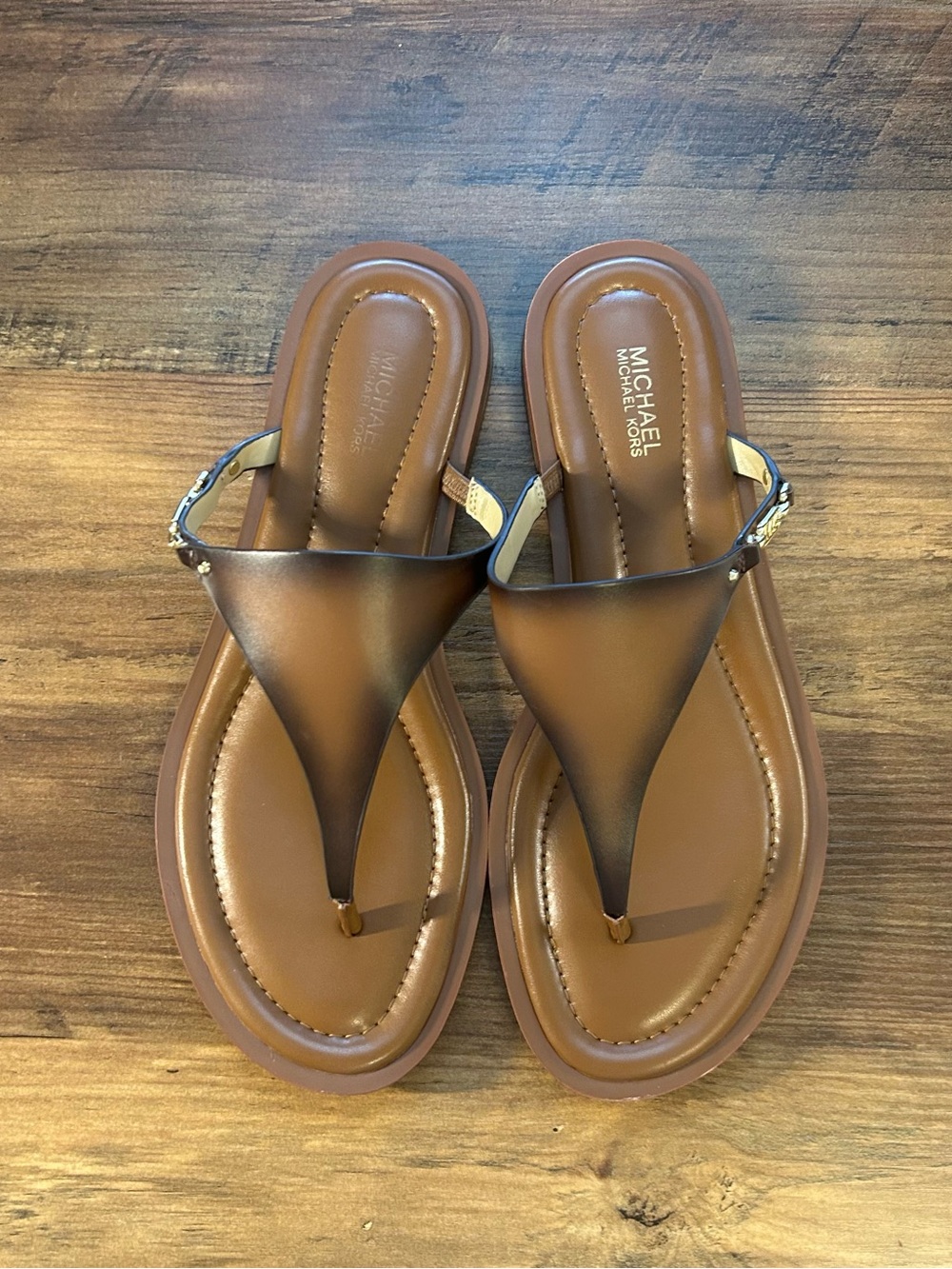 MICHAEL Michael Kors Brown Leather Thong Sandals- Like New- Worn Once